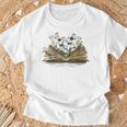 Floral Book Reading Books Flowers Growing From Book T-Shirt Gifts for Old Men