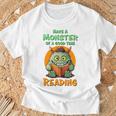 Halloween Teacher Librarian Monster Reading Books Performance T-Shirt Gifts for Old Men
