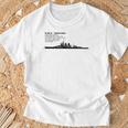 Hms レナウン イギリス巡洋戦艦のシルエットのインフォ グラフィック Tシャツ 高齢者への贈り物