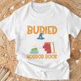 I’d Rather Be Buried In A Horror Book Spooky Skull Book Fan T-Shirt Gifts for Old Men