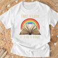 Take A Look It In A Book Retro Rainbow Reading Teacher T-Shirt Gifts for Old Men