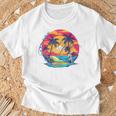 Los Angeles California、サーフィンサーフボードレトロ Tシャツ 高齢者への贈り物