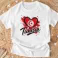 I Love Tunisia 旅行旗 ハート ツーリスト バケーション デザイン Tシャツ 高齢者への贈り物