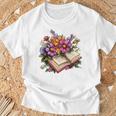 Open Book With Colorful Flowers For Readers T-Shirt Gifts for Old Men Open Book With Colorful Flowers For Readers T-Shirt Gifts for Old Men