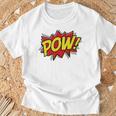 POW Comic Book Font Action Hero BAM BANG BOOM POW T-Shirt Gifts for Old Men