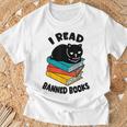 I Read Banned Books Tshirt Cat Reader Bookworm Women T-Shirt Gifts for Old Men