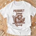 Smut Book Reader Racoon Probably Reading Something Unholy T-Shirt Gifts for Old Men