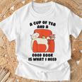 Tea A Cup Of Tea And A Good Book Is What I Need Cat Men Women Kids T-Shirt Gifts for Old Men