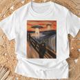 Ufo エイリアン 楽しい 絶叫 猫 アート パロディ Tシャツ 高齢者への贈り物