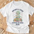 Unearth a Story Triceratops Dinosaur Reading Books Cute Dino T-Shirt Gifts for Old Men