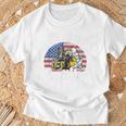 Warehouse アメリカ国旗 フォークリフトオペレーターフォークリフト認定 Tシャツ 高齢者への贈り物