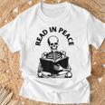 Whimsigoth Skeleton Reading A Book Dark Gothic Aesthetic T-Shirt Gifts for Old Men