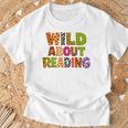 Wild About Reading Book Animal Teacher Children's Book Lover T-Shirt Gifts for Old Men