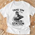 Yellowstone Llevar Em A La Estación De Tren Divertido Cuello Camiseta unisex Regalos para ancianos