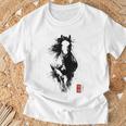 うま年 干支 筆文字 馬 書道 和風 漢字 伝統 Tシャツ 高齢者への贈り物