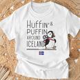 アイスランド周辺のハフィンとパフィン 北欧アドベンチャーお土産 Tシャツ 高齢者への贈り物
