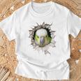 オウム アニマルプリント 動物園 図面 アートワーク 顔 オウム Tシャツ 高齢者への贈り物