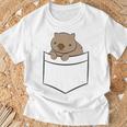 オーストラリアン・ウォンバット ポケット付き キュート ベビー ウォンバット Tシャツ 高齢者への贈り物