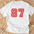 クールなレトロなレタリングジャージバック番号87 Eightyseven Tシャツ 高齢者への贈り物