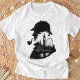 シャーロックホームズ&ロンドンのスカイラインシルエットギフト Tシャツ 高齢者への贈り物