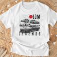 バックプリント ディストレス Jdm レジェンド レースカー 日本国旗 ギフト Tシャツ 高齢者への贈り物