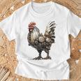 ニワトリ アニマルプリント 動物園 ロボット アートワーク 彫刻 ニワトリ Tシャツ 高齢者への贈り物
