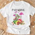 ハワイアンフラワー パラダイス 蝶 ハワイ プリント Tシャツ 高齢者への贈り物