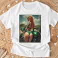 バックプリントtシャツ セクシーな赤毛ピンナップガール&バイク Tシャツ 高齢者への贈り物