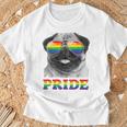 パグ ゲイプライド Lgbt レインボーフラッグ サングラス Lgbtq ギフト 犬 Tシャツ 高齢者への贈り物
