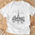 パリ エッフェル塔 スケッチ 街並み アート お土産 Tシャツ 高齢者への贈り物