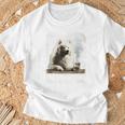 ビンテージ 喫煙 アメリカン エスキモー面白犬 父の日 Tシャツ 高齢者への贈り物