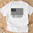 フォートカスター ミシガン州 アメリカ軍 アメリカ国旗 軍隊 Tシャツ 高齢者への贈り物