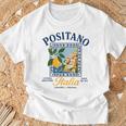 ポジターノ イタリア アマルフィ海岸 レトロ レモン 夏 バイブ グラフィック Tシャツ 高齢者への贈り物
