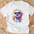 マルチーズ 犬 グラフィック ペット アートワーク サングラス マルチーズ Tシャツ 高齢者への贈り物