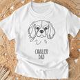 ラインアートベストドッグダッドメンズ-キャバリア 長袖tシャツ Tシャツ 高齢者への贈り物