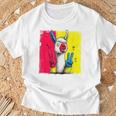 ラマ ダブルピース レトロ ポップ キャラクター グラフィック サイン ジェスチャー Tシャツ 高齢者への贈り物
