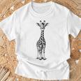 ヴィンテージ キリン ミニマリスト ラインアート Tシャツ 高齢者への贈り物