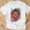 日本の鬼妖怪 悪魔 桜 般若鬼 おに面 Tシャツ 高齢者への贈り物