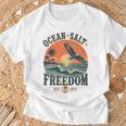 海 塩 自由 沿岸 愛国的 ワシ レトロ 夕日 長袖tシャツ Tシャツ 高齢者への贈り物