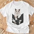 猫好き ラグドール 猫 ポケット入り Tシャツ 高齢者への贈り物