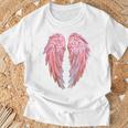 背面にグラフィックデザインの天使の羽。 Tシャツ 高齢者への贈り物