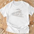 電車 ヴィンテージ グラフィック デザイン スケッチ レトロ 蒸気機関車 Tシャツ 高齢者への贈り物