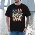 Baseball Dad American USA Flag Dada Men Baseball Fathers Day Men T-Shirt