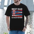 Best Dad Coach Ever Baseball Dad American Flag 4th Of July Men T-Shirt Best Dad Coach Ever Baseball Dad American Flag 4th Of July Men T-Shirt