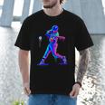 Ice Cream Drip Melting Baseball Bat Player Baseball Dad Men T-Shirt