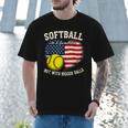 Patriotic US Flag Softball Dad Like A Baseball Dad Men T-Shirt Patriotic US Flag Softball Dad Like A Baseball Dad Men T-Shirt