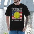 Softball Dad Like a Baseball Dad Father's Day USA Flag Men T-Shirt