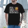 Softball Dad Like A Baseball Dad Retro US Flag Father's Day Men T-Shirt
