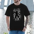 Vintage Baseball US Camouflage Flag Tee Baseball Dad Player Men T-Shirt