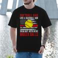 Vintage Softball Dad Like A Baseball Dad US Flag Men T-Shirt